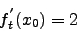 \begin{displaymath}f_t^{'}(x_0)=2\end{displaymath}