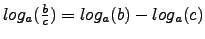 $log_a(\frac{b}{c})=log_a(b)-log_a(c)$