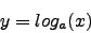 \begin{displaymath}y=log_{a}{(x)}\end{displaymath}